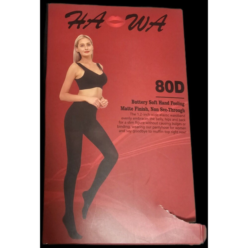 New! HA WA Black Opaque Slimming Tights 80D Original Packaging